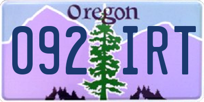 OR license plate 092IRT