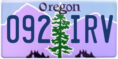 OR license plate 092IRV