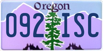 OR license plate 092ISC