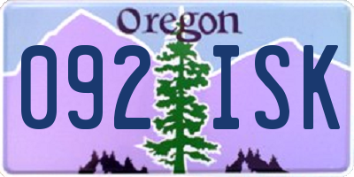 OR license plate 092ISK