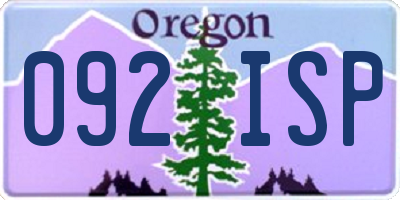 OR license plate 092ISP