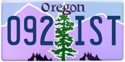 OR license plate 092IST
