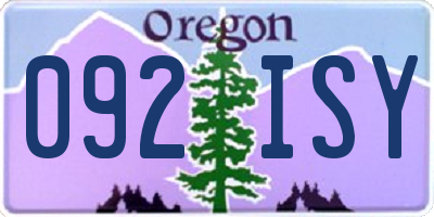 OR license plate 092ISY