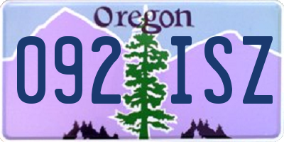 OR license plate 092ISZ