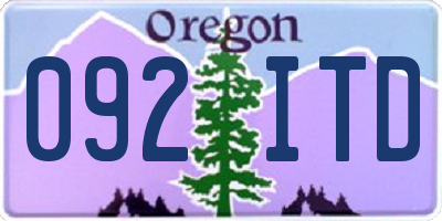 OR license plate 092ITD