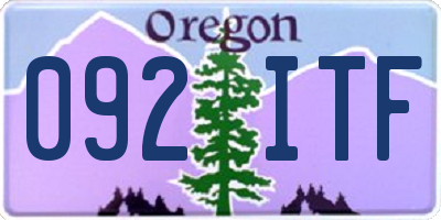 OR license plate 092ITF