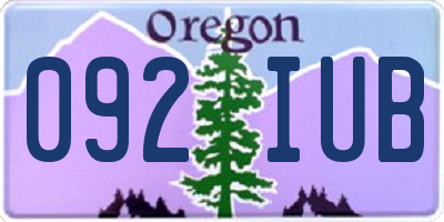 OR license plate 092IUB