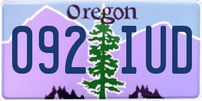 OR license plate 092IUD