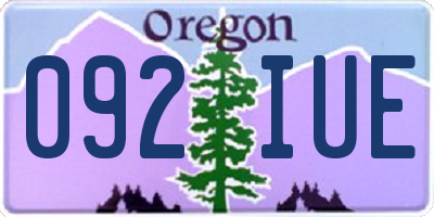 OR license plate 092IUE