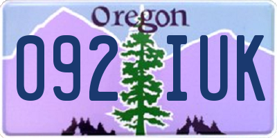 OR license plate 092IUK