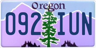 OR license plate 092IUN