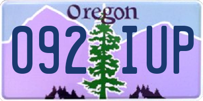 OR license plate 092IUP