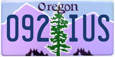 OR license plate 092IUS