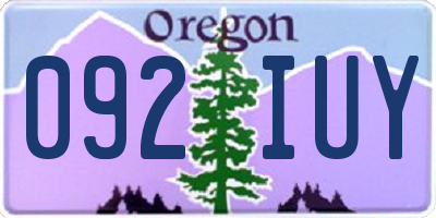 OR license plate 092IUY