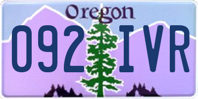 OR license plate 092IVR