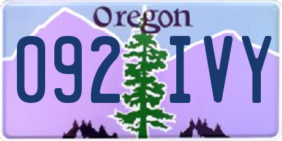 OR license plate 092IVY