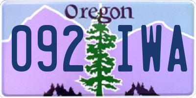 OR license plate 092IWA