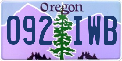 OR license plate 092IWB