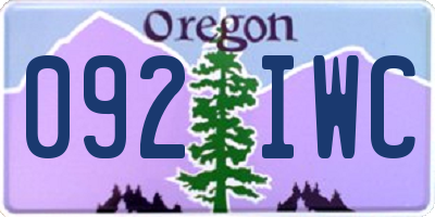 OR license plate 092IWC