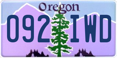 OR license plate 092IWD