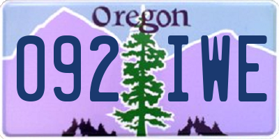 OR license plate 092IWE