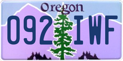 OR license plate 092IWF