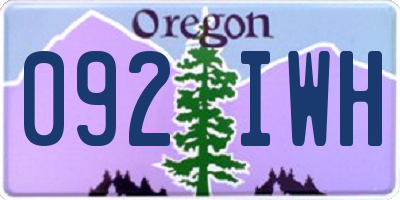 OR license plate 092IWH