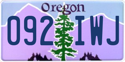 OR license plate 092IWJ