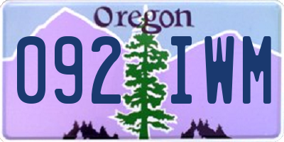 OR license plate 092IWM