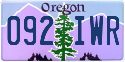OR license plate 092IWR