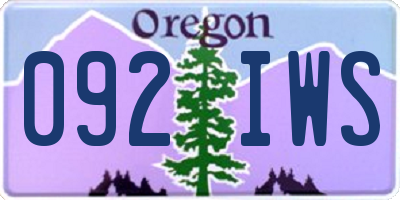 OR license plate 092IWS