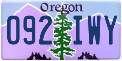 OR license plate 092IWY