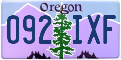 OR license plate 092IXF