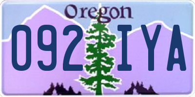 OR license plate 092IYA