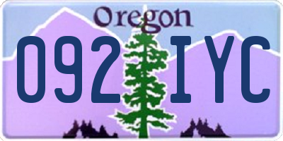 OR license plate 092IYC