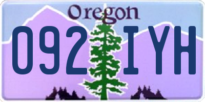 OR license plate 092IYH