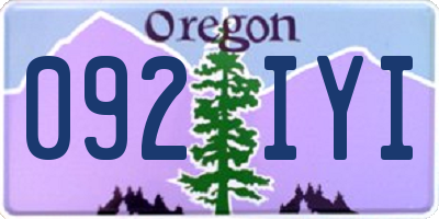 OR license plate 092IYI