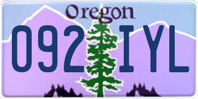 OR license plate 092IYL