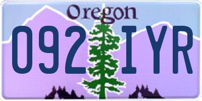 OR license plate 092IYR