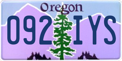OR license plate 092IYS