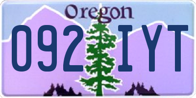 OR license plate 092IYT