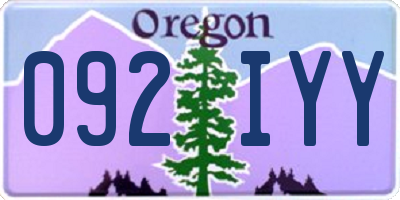 OR license plate 092IYY