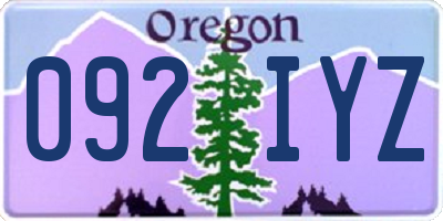 OR license plate 092IYZ