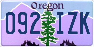 OR license plate 092IZK
