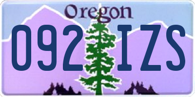 OR license plate 092IZS