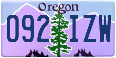 OR license plate 092IZW