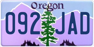 OR license plate 092JAD