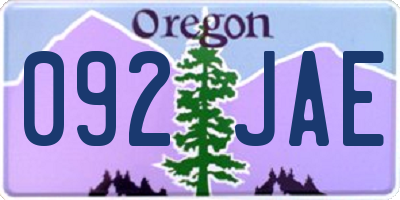 OR license plate 092JAE