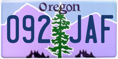 OR license plate 092JAF