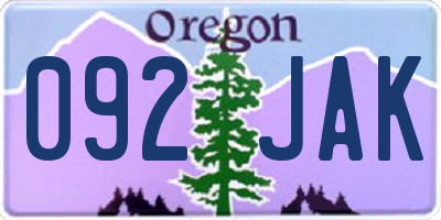 OR license plate 092JAK